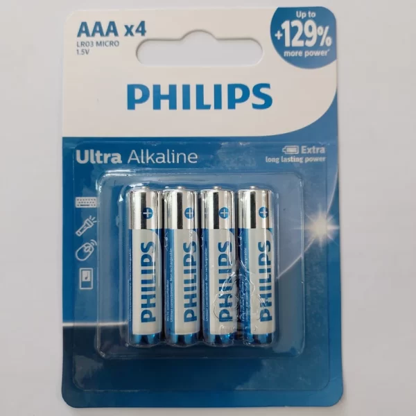 باتری نیم قلمی فیلیپس مدل Ultra Alkaline بسته چهار عددی - Image 3