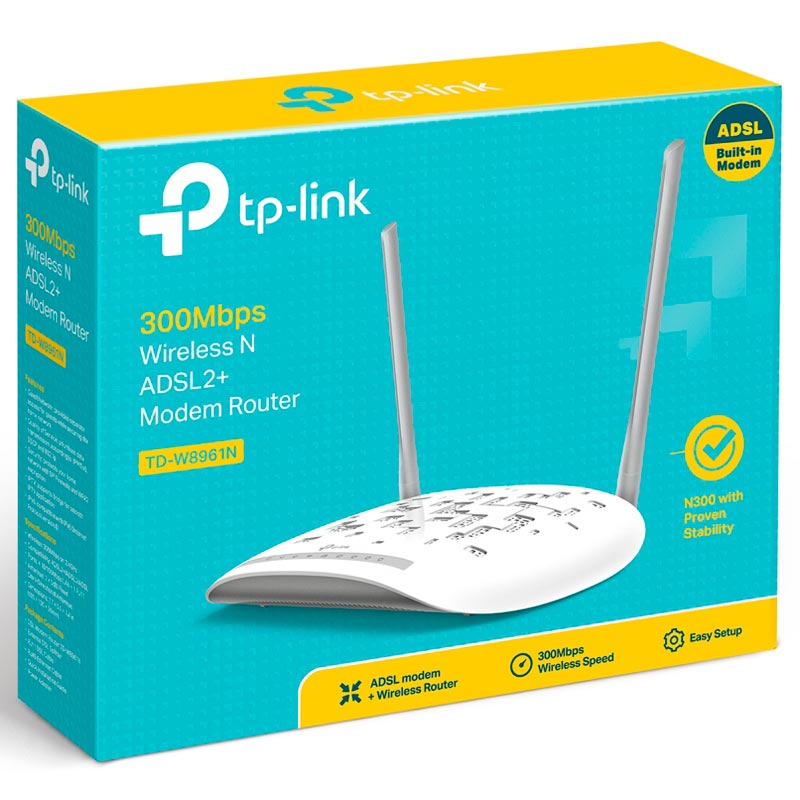 مودم روتر 2 آنتن TP-Link W8961N ADSL2+  ADSL2  ADSL 300Mbps