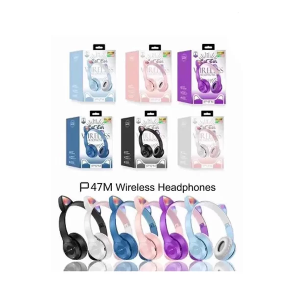 هدفون بلوتوثی مدل P47M طرح گربه - Image 5