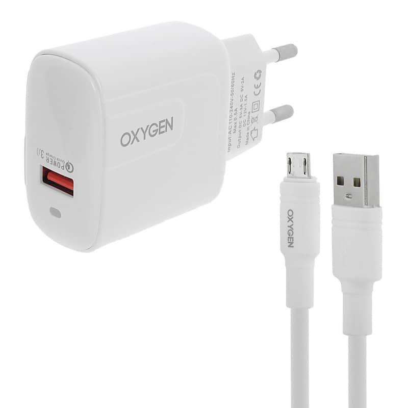 شارژر دیواری اکسیژن مدل CH4 به همراه کابل MicroUSB سفید