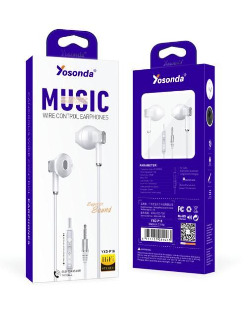 هندزفری سیمی اورجینال YOSONDA پکدار مدل P16