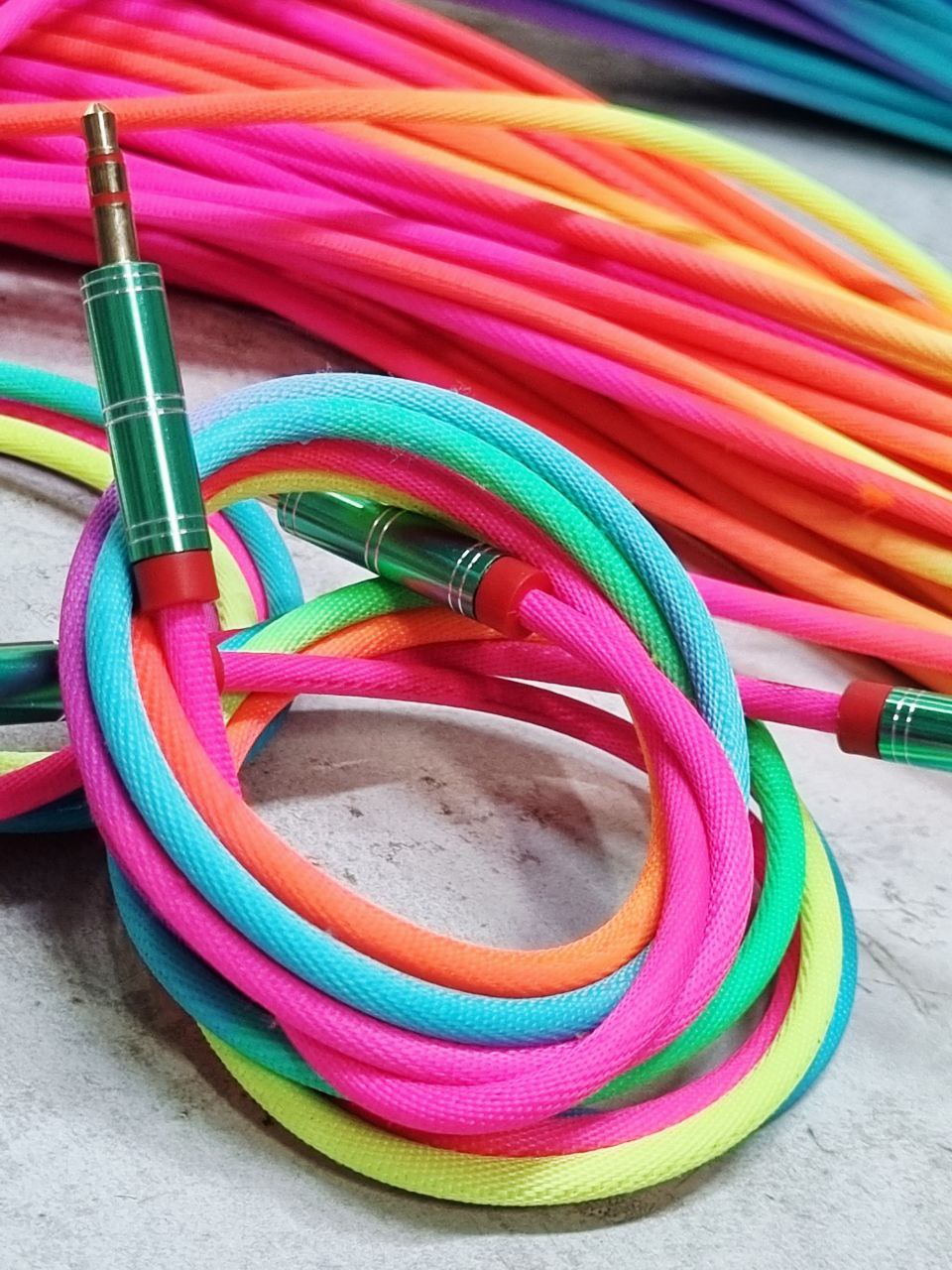 🔶️کابل AUX کنفی رنگین کمانی