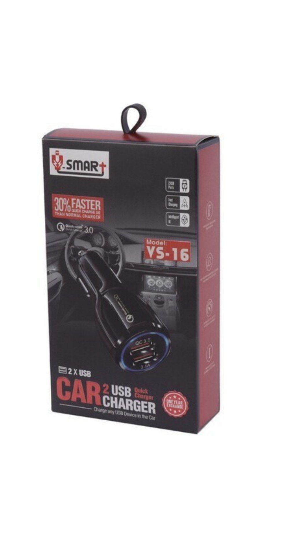 شارژر فندکی vs-16 فست شارژ V-Smart 3.1A 21.5W به همراه کابل تایپ سی 3 آمپر