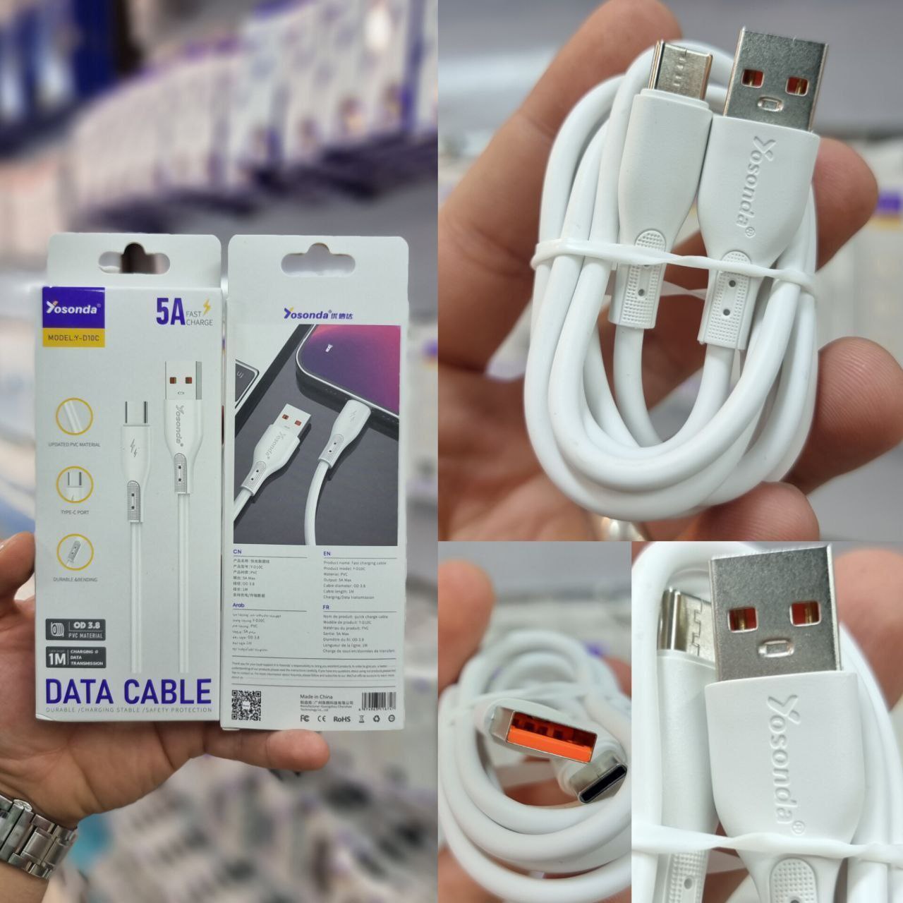 ☄️كابل شارژ اورجینال Yosonda مدل D10 تایپ سی