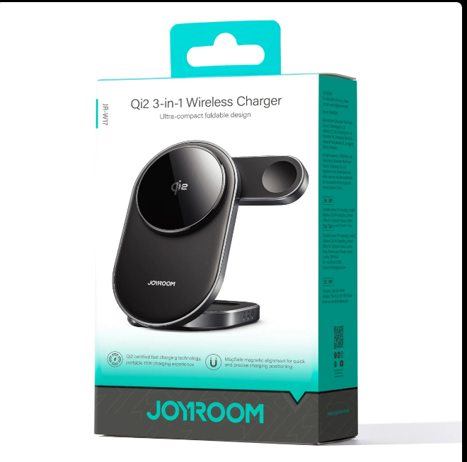 شارژر بی‌سیم 3 در 1 جوی‌روم مدل JR-W17 (شارژ سریع 15 وات و MagSafe)