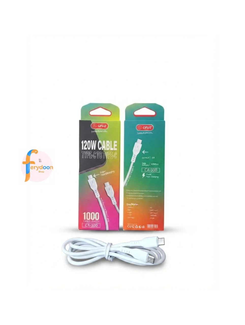 خرید کابل شارژ دوسر تایپ سی GFUZ مدل CA-300 | فست شارژ 120 وات