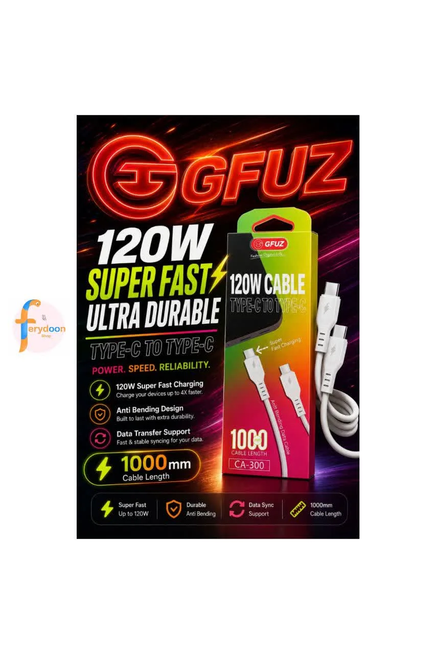 خرید کابل شارژ دوسر تایپ سی GFUZ مدل CA-300 | فست شارژ 120 وات