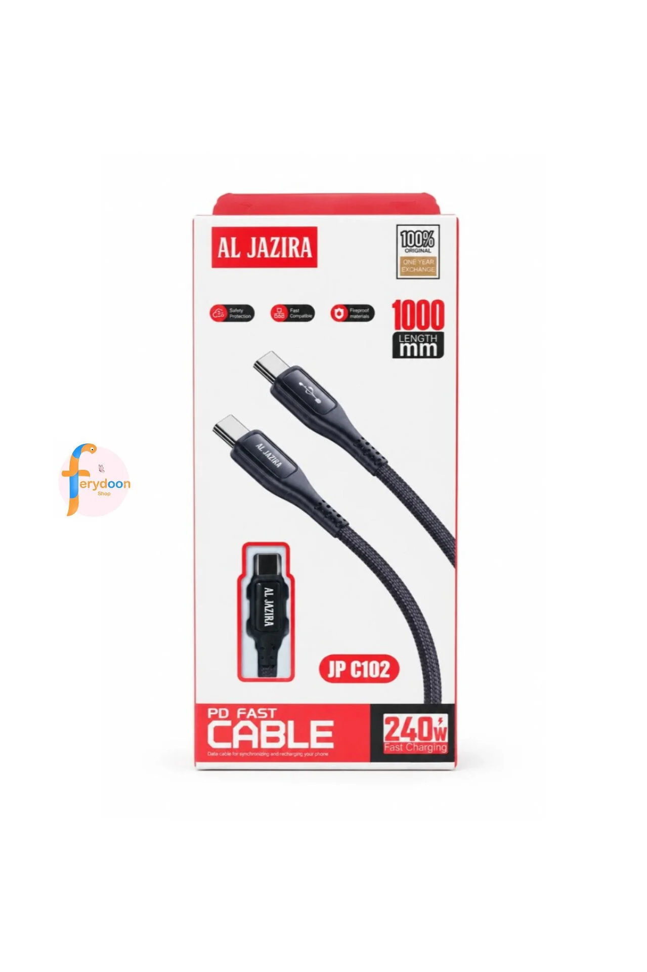 کابل تایپ‌سی به تایپ‌سی الجزیره مدل JP-C102 (توان 240 وات) 1 سال گارانتی