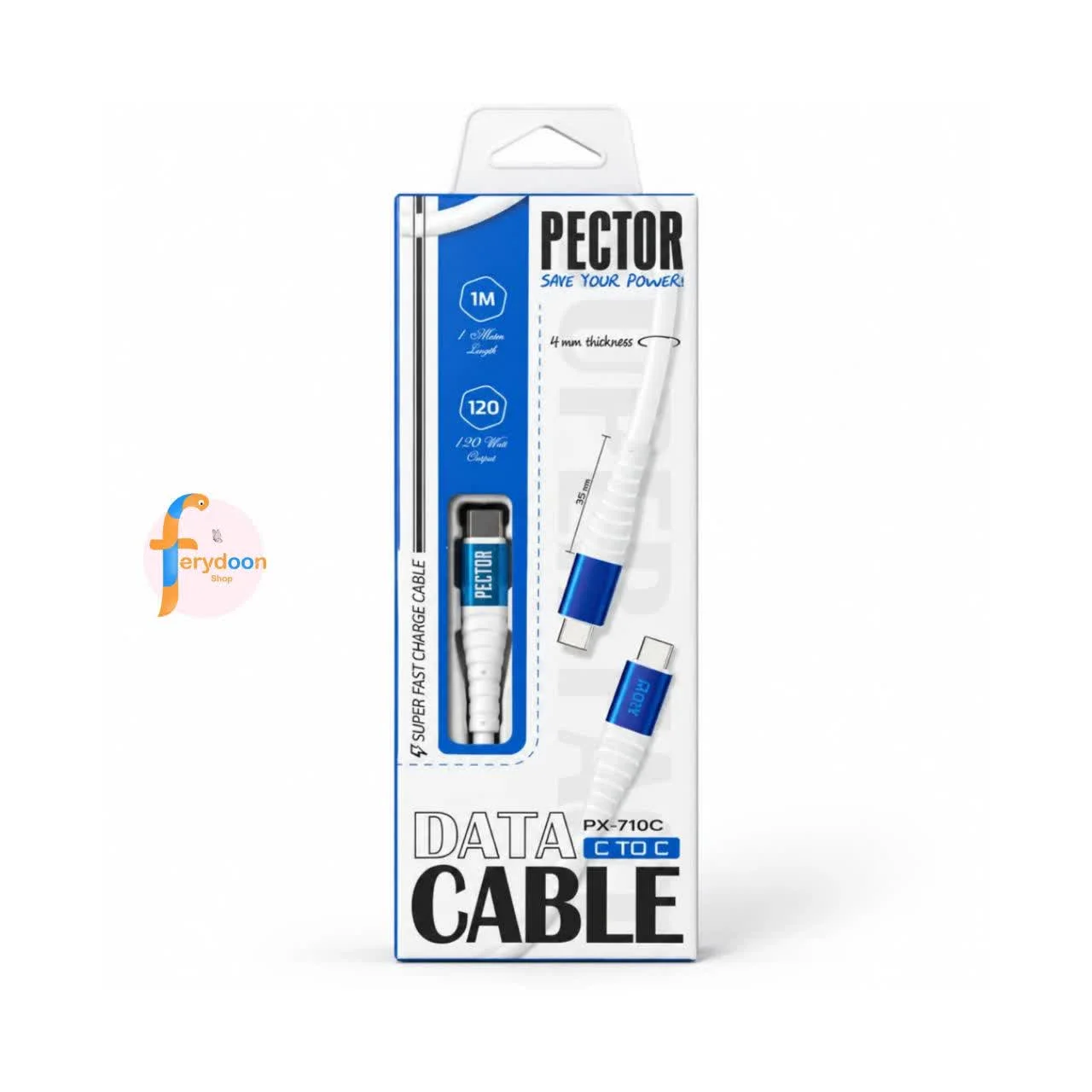 کابل شارژ دو سر تایپ سی پکتور PECTOR PX-710C (توان ۱۲۰ وات)