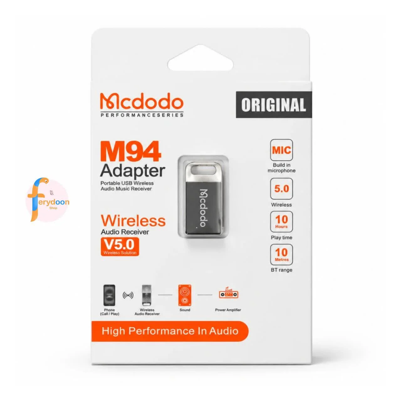 دانگل گیرنده بلوتوث صوتی مک دودو Mcdodo M94 (نسخه بلوتوث 5.0)